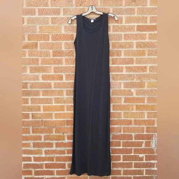 90s Zara Basic Minimalist Black Maxi Dress Size Small Medium - Picture 3 of 6